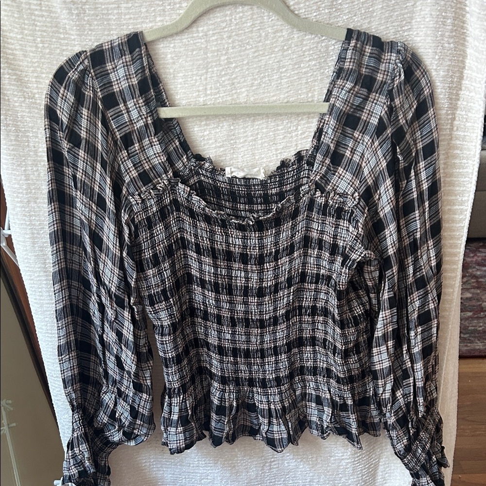 Millibon Black and White Plaid Blouse